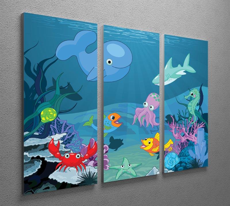 background of an underwater life 3 Split Panel Canvas Print - Canvas Art Rocks - 2