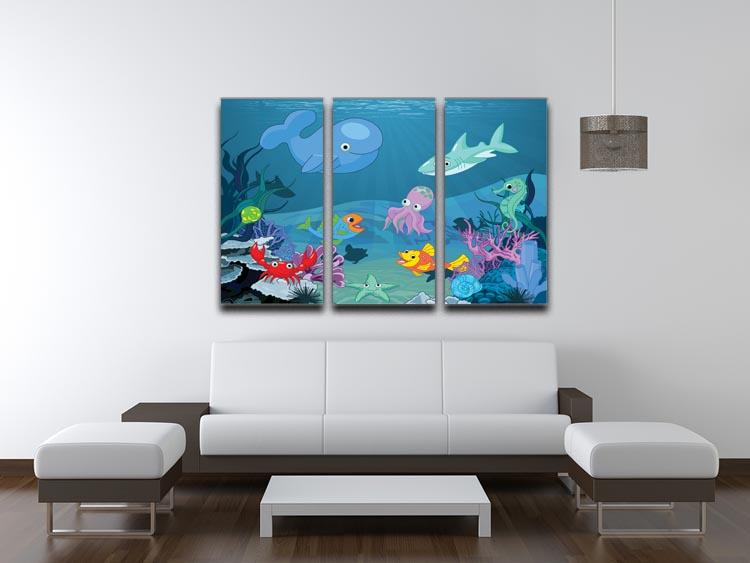 background of an underwater life 3 Split Panel Canvas Print - Canvas Art Rocks - 3