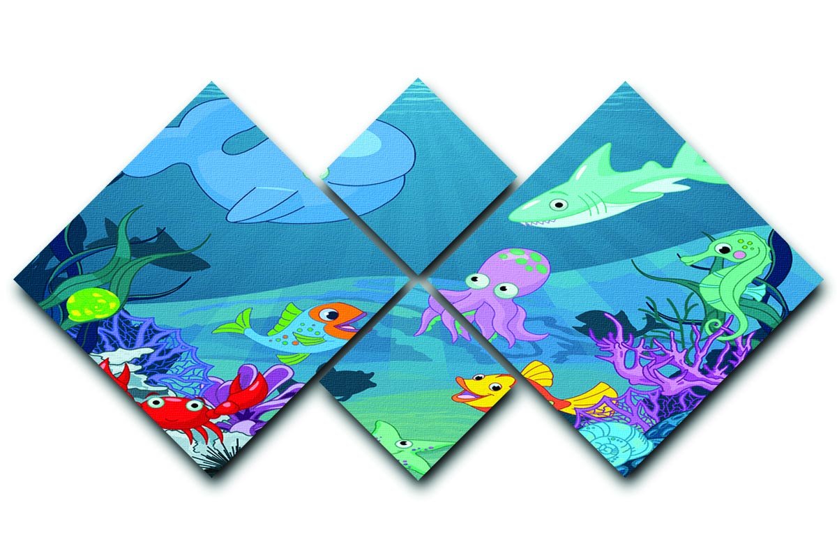background of an underwater life 4 Square Multi Panel Canvas - Canvas Art Rocks - 1