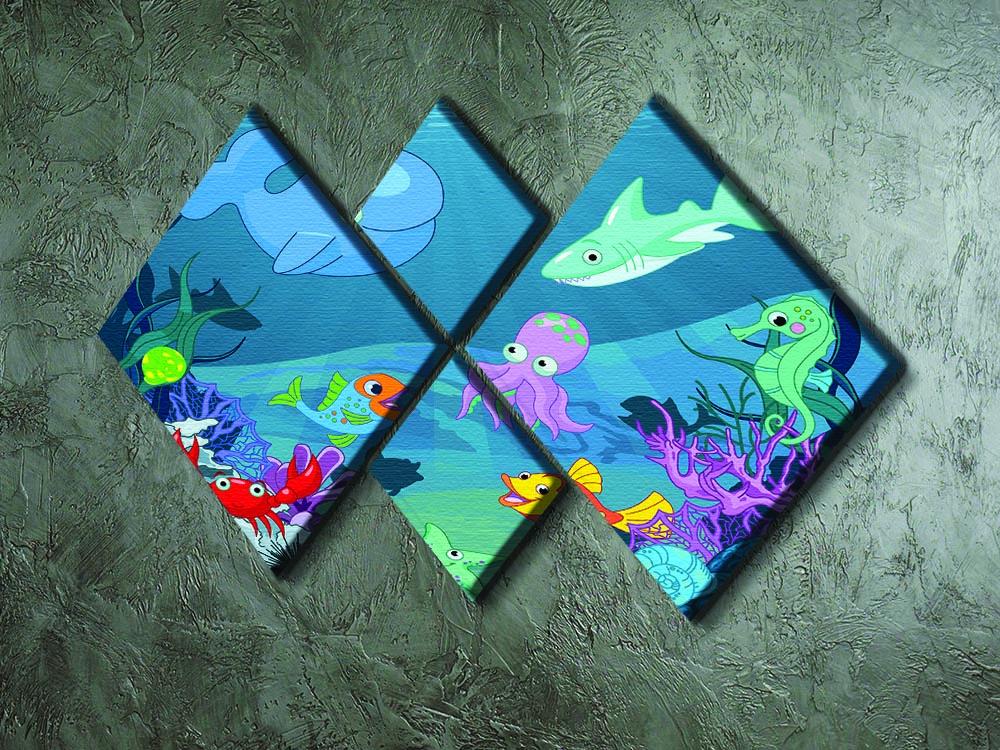 background of an underwater life 4 Square Multi Panel Canvas - Canvas Art Rocks - 2