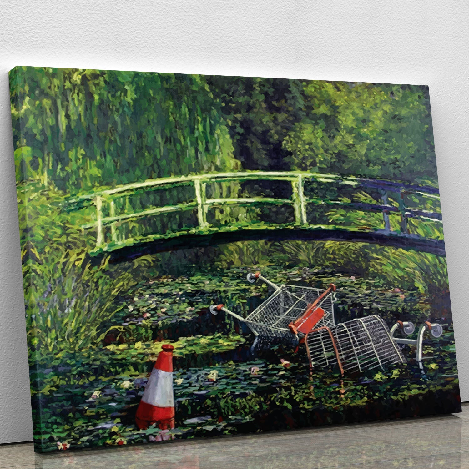 banksy Water Lilies Trash Canvas Print or Poster - Canvas Art Rocks - 1