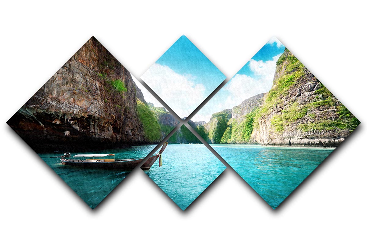 bay at Phi phi island in Thailand 4 Square Multi Panel Canvas - Canvas Art Rocks - 1