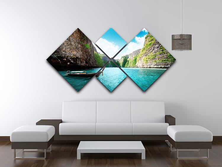 bay at Phi phi island in Thailand 4 Square Multi Panel Canvas - Canvas Art Rocks - 3