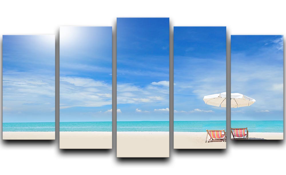 beach with cloudy blue sky 5 Split Panel Canvas - Canvas Art Rocks - 1