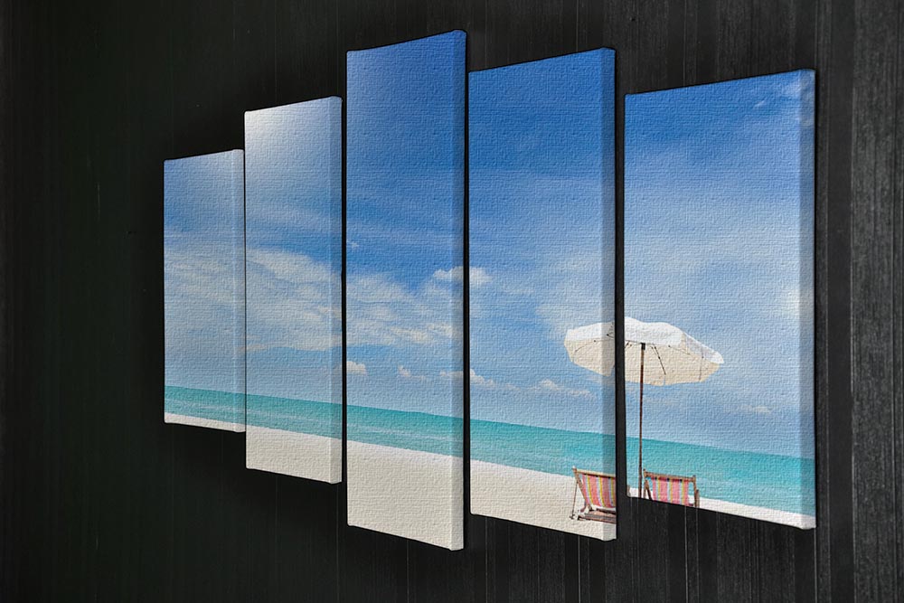 beach with cloudy blue sky 5 Split Panel Canvas - Canvas Art Rocks - 2