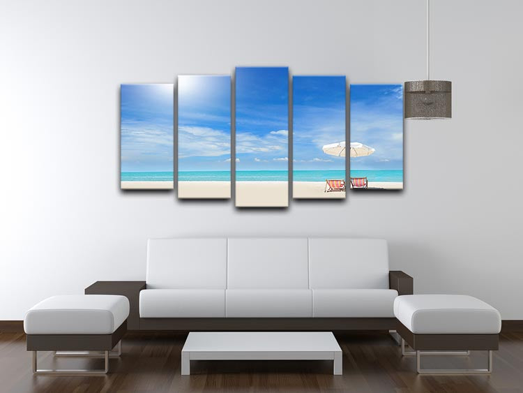 beach with cloudy blue sky 5 Split Panel Canvas - Canvas Art Rocks - 3