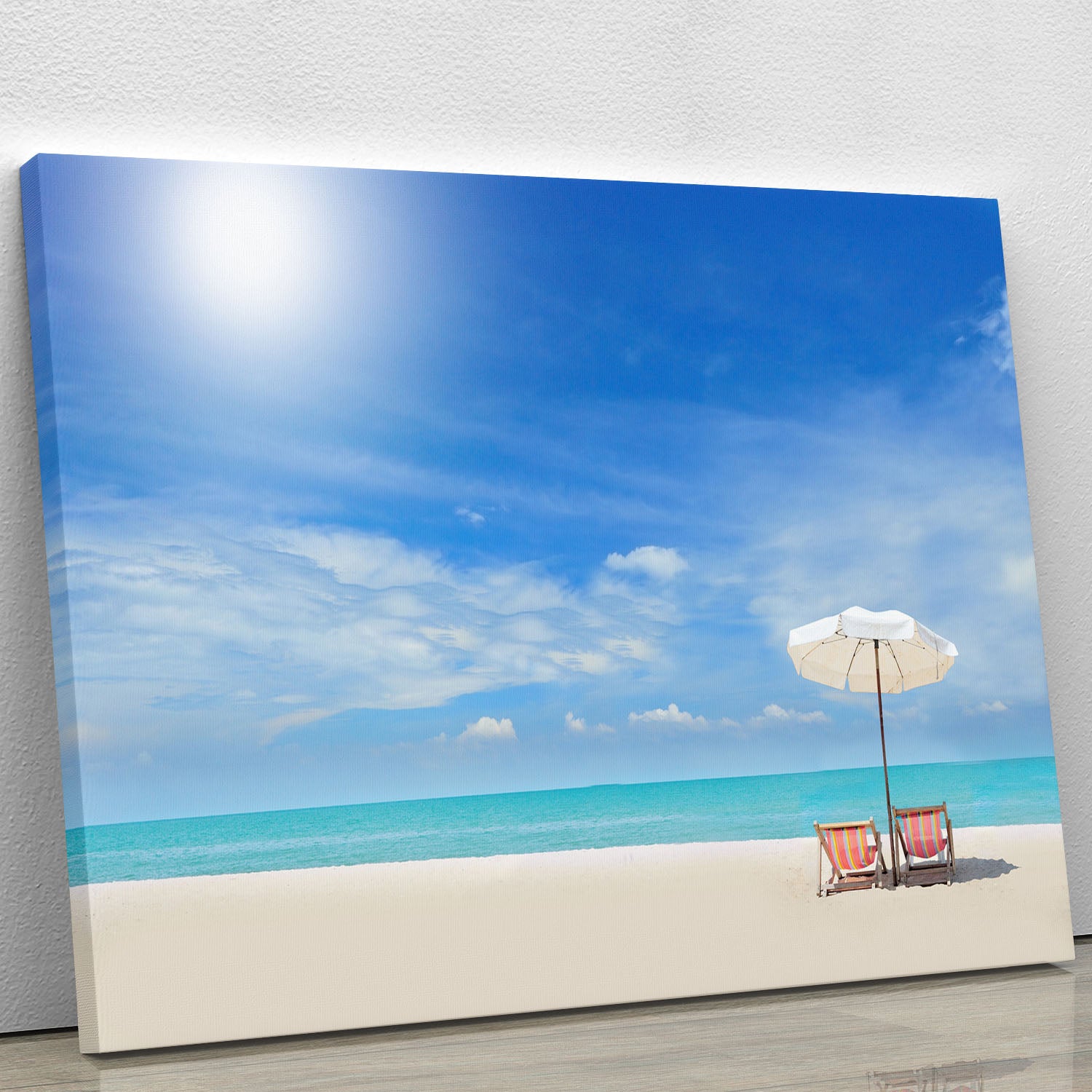 beach with cloudy blue sky Canvas Print or Poster - Canvas Art Rocks - 1