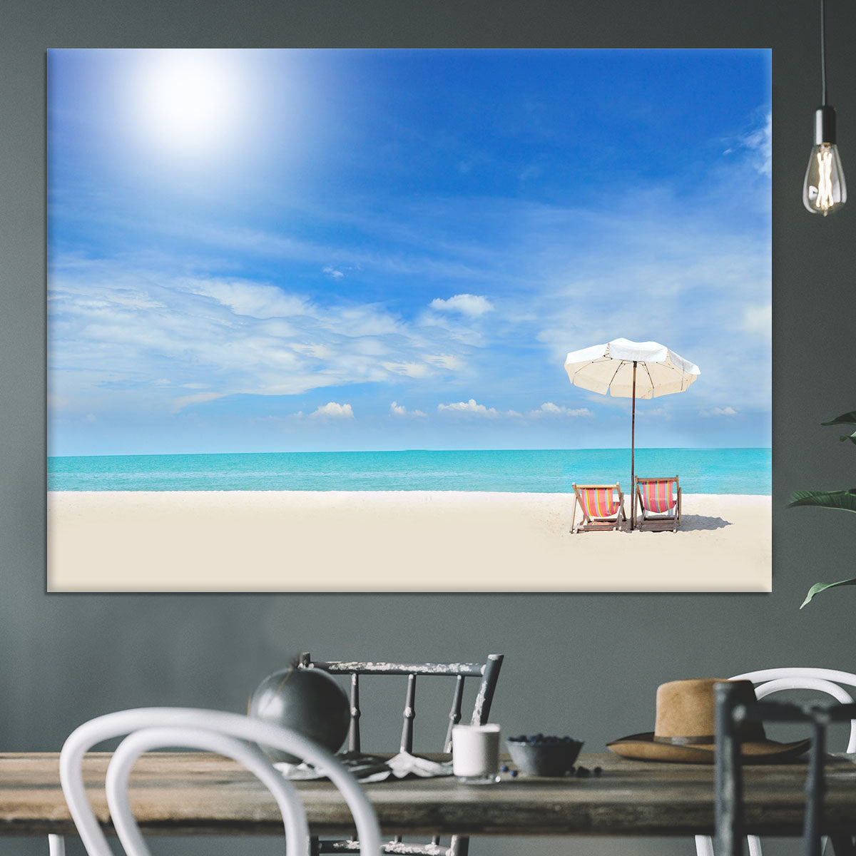 beach with cloudy blue sky Canvas Print or Poster - Canvas Art Rocks - 3