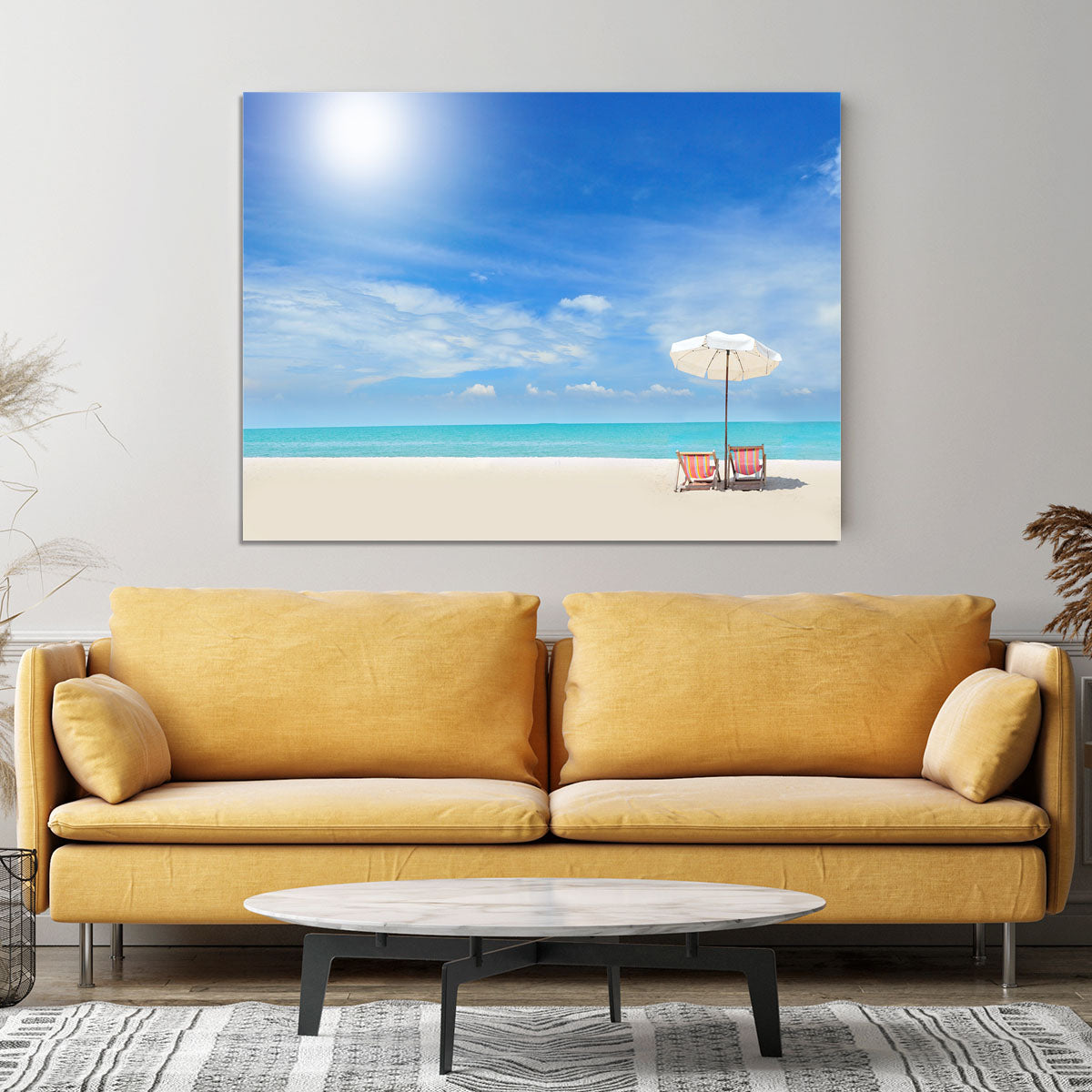 beach with cloudy blue sky Canvas Print or Poster - Canvas Art Rocks - 4