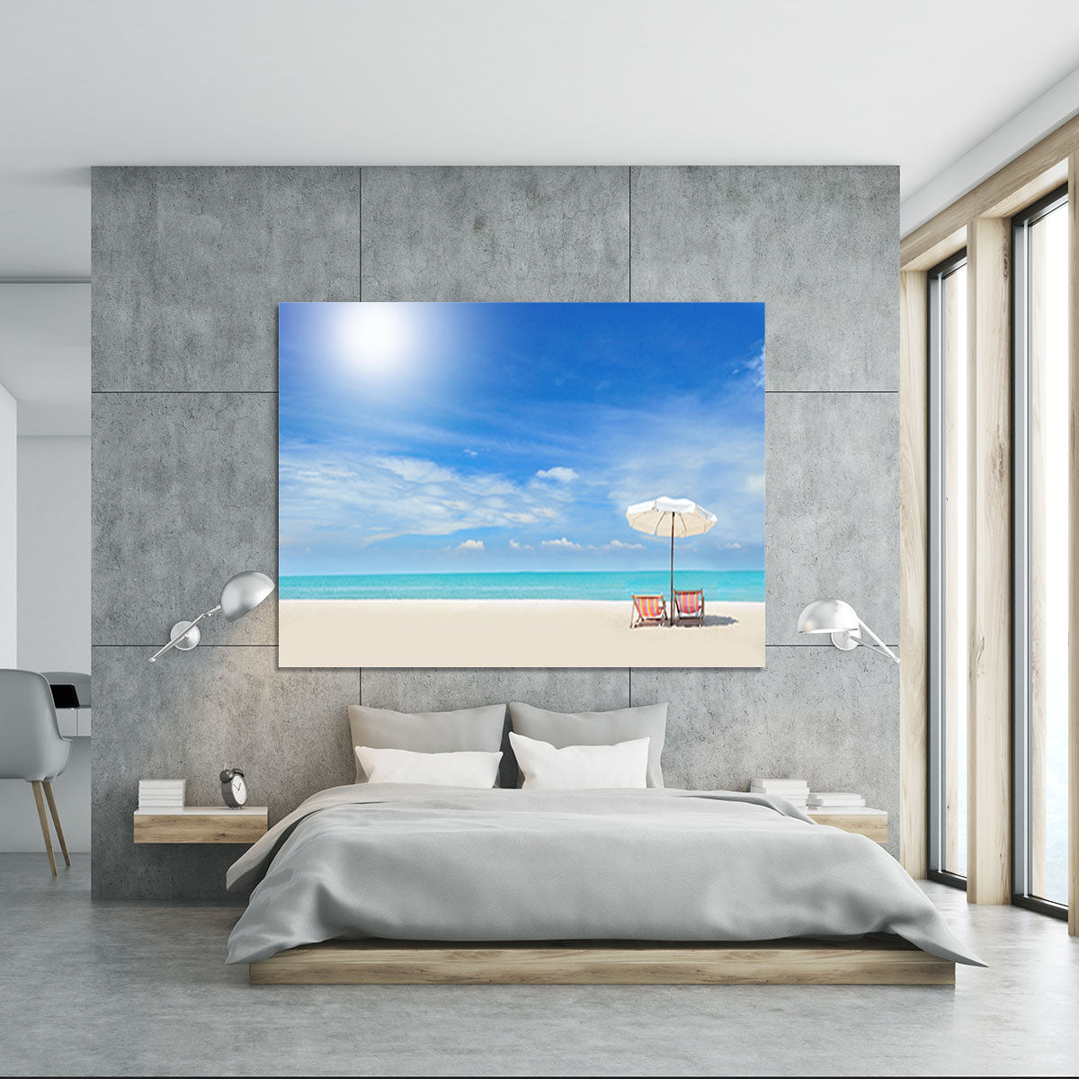 beach with cloudy blue sky Canvas Print or Poster - Canvas Art Rocks - 5