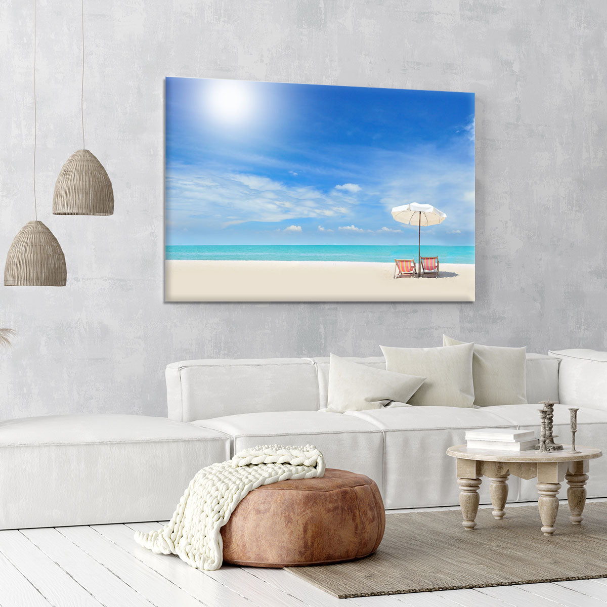 beach with cloudy blue sky Canvas Print or Poster - Canvas Art Rocks - 6