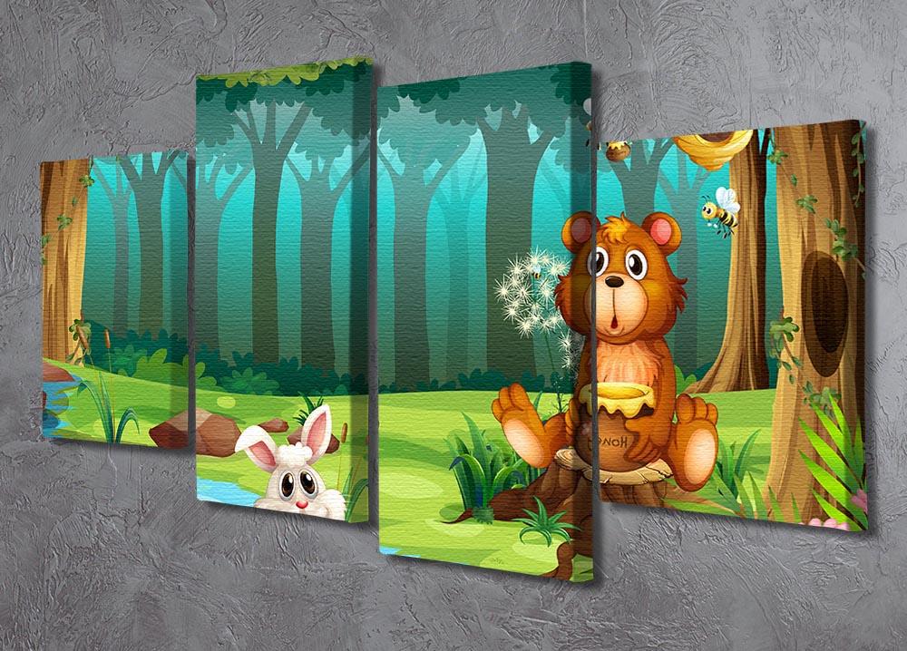 bear in a jungle 4 Split Panel Canvas - Canvas Art Rocks - 2