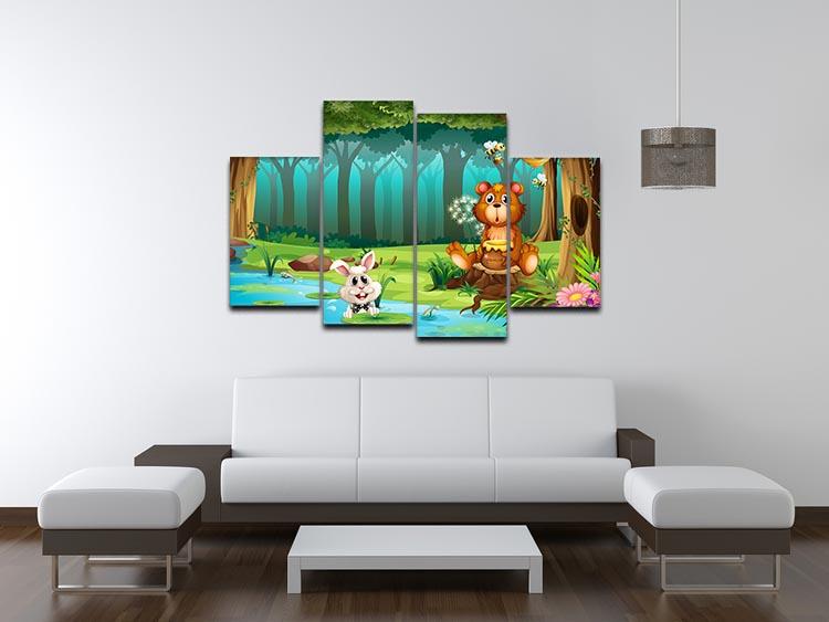 bear in a jungle 4 Split Panel Canvas - Canvas Art Rocks - 3