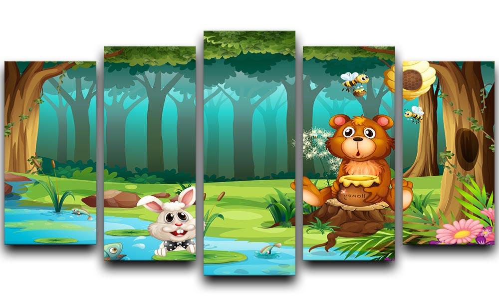 bear in a jungle 5 Split Panel Canvas - Canvas Art Rocks - 1