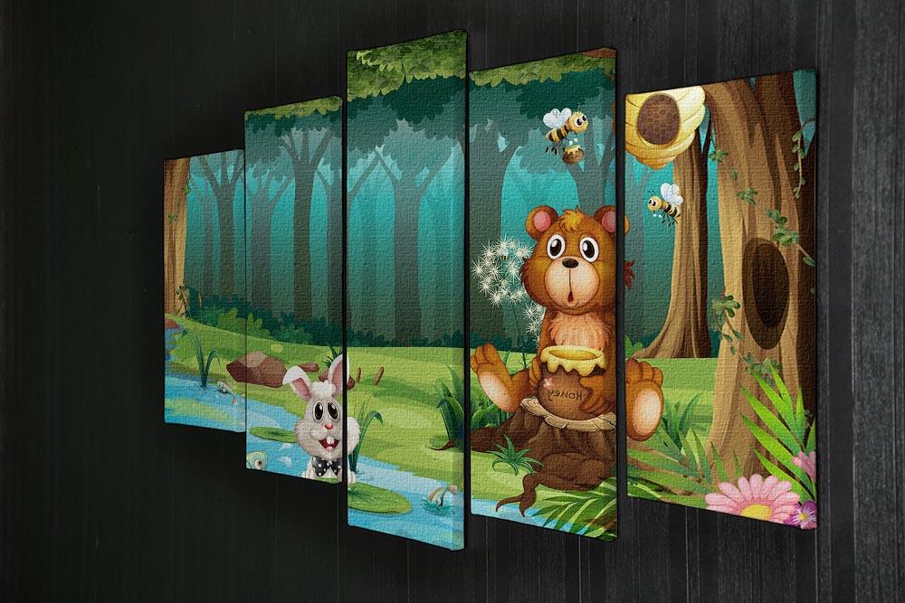 bear in a jungle 5 Split Panel Canvas - Canvas Art Rocks - 2