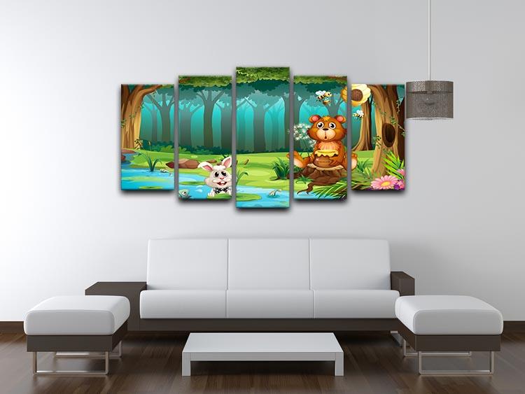 bear in a jungle 5 Split Panel Canvas - Canvas Art Rocks - 3