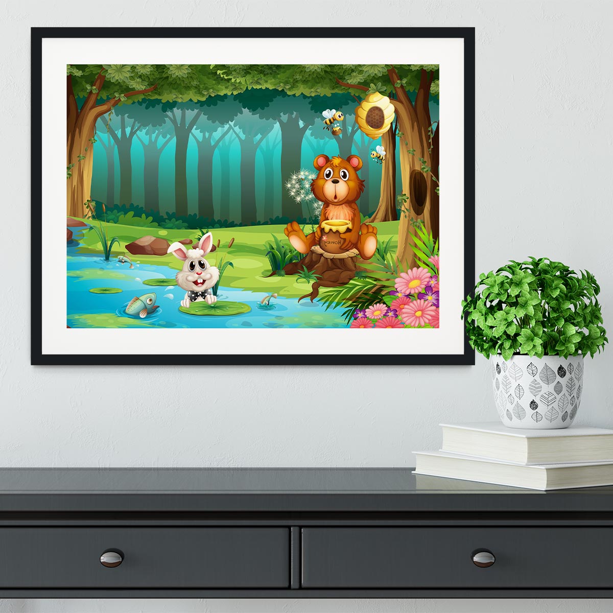 bear in a jungle Framed Print - Canvas Art Rocks - 1