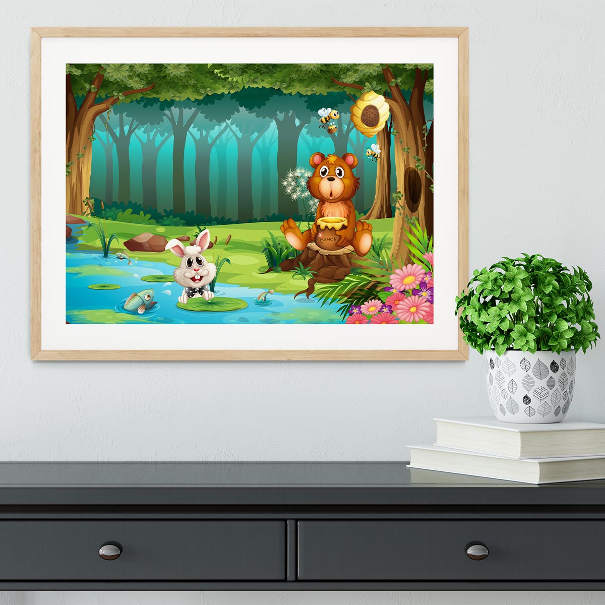 bear in a jungle Framed Print - Canvas Art Rocks - 3