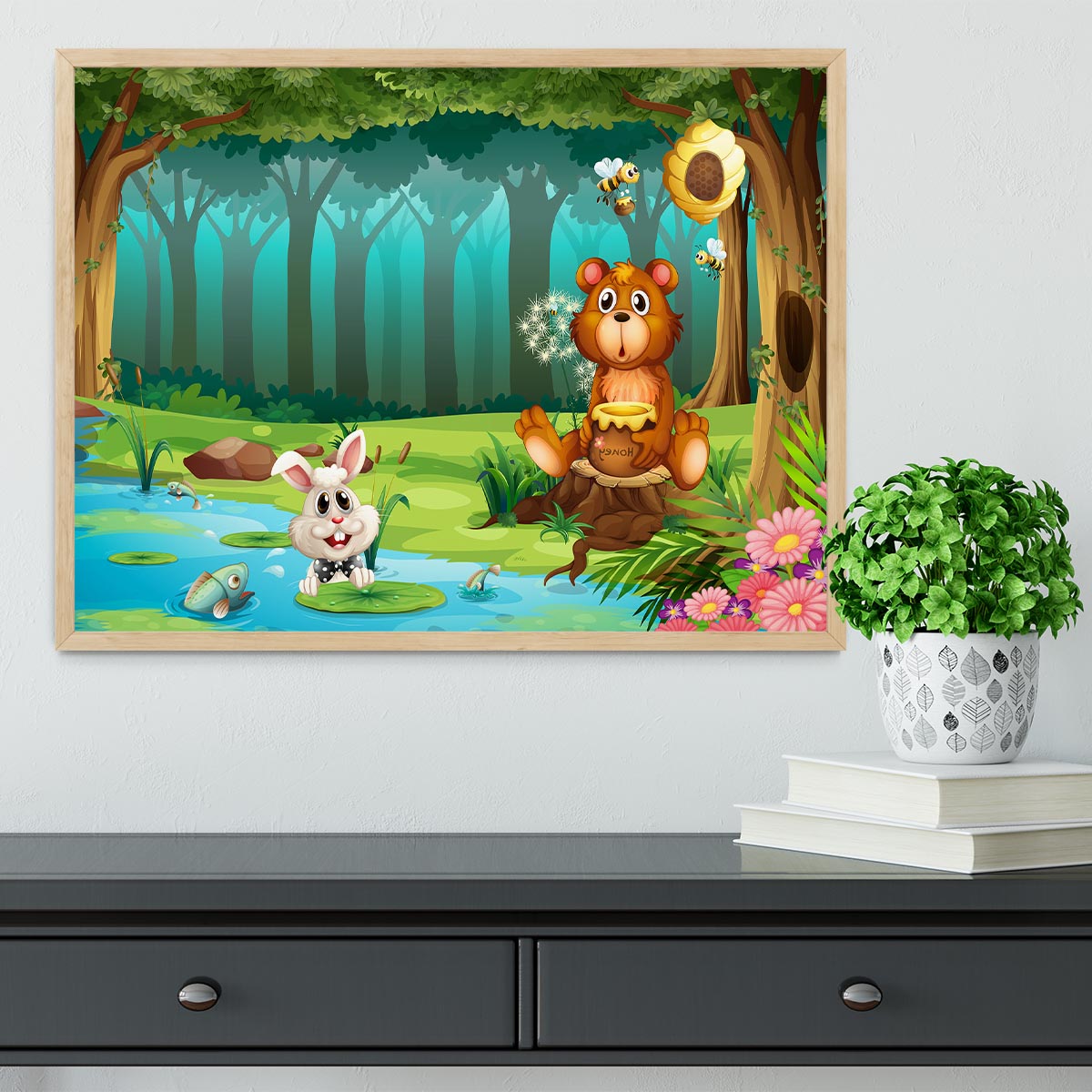 bear in a jungle Framed Print - Canvas Art Rocks - 4