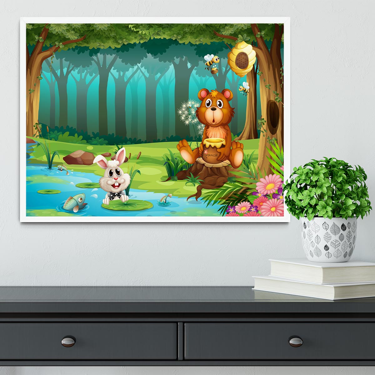 bear in a jungle Framed Print - Canvas Art Rocks -6