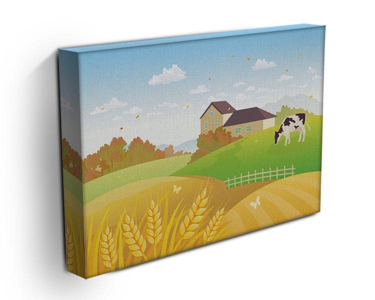 beautiful fall countryside scene with a grazing cow Canvas Print or Poster - Canvas Art Rocks - 3