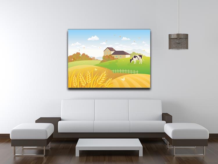 beautiful fall countryside scene with a grazing cow Canvas Print or Poster - Canvas Art Rocks - 4