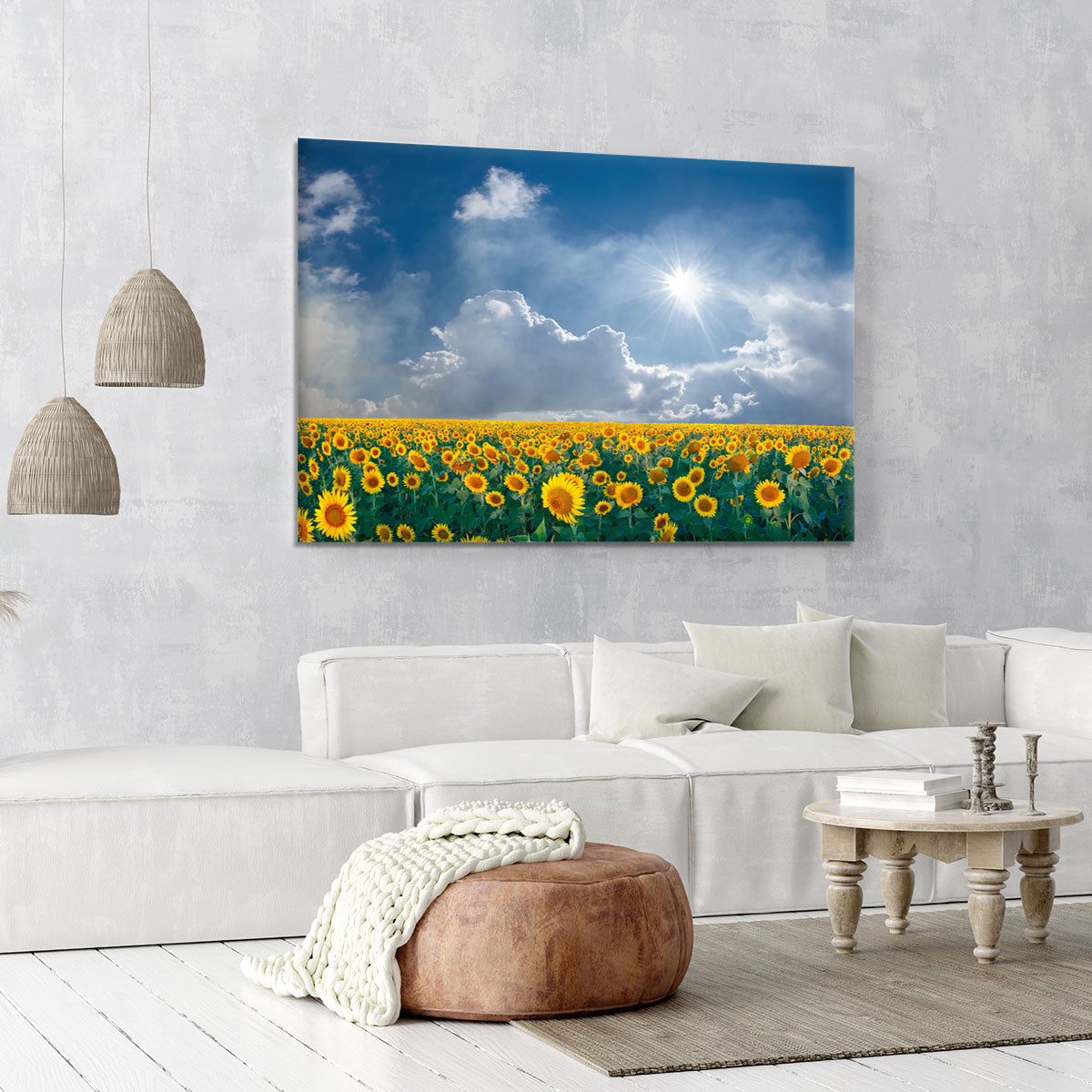 big sunflowers field and blue sky Canvas Print or Poster - Canvas Art Rocks - 6