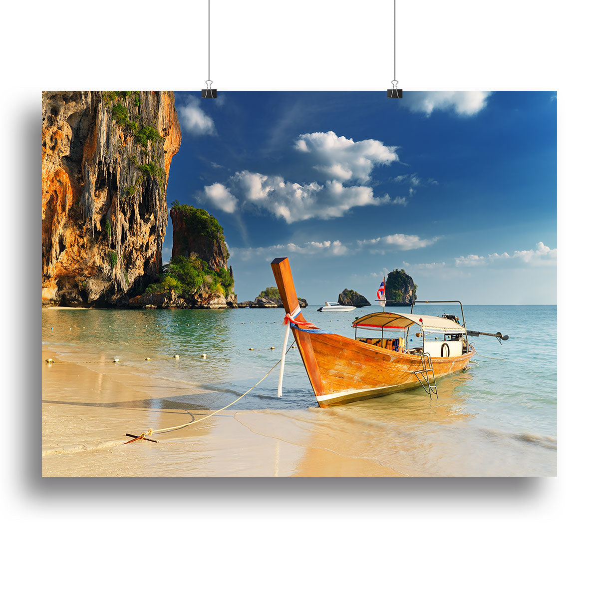 boats on Railay Beach Krabi Canvas Print or Poster - Canvas Art Rocks - 2