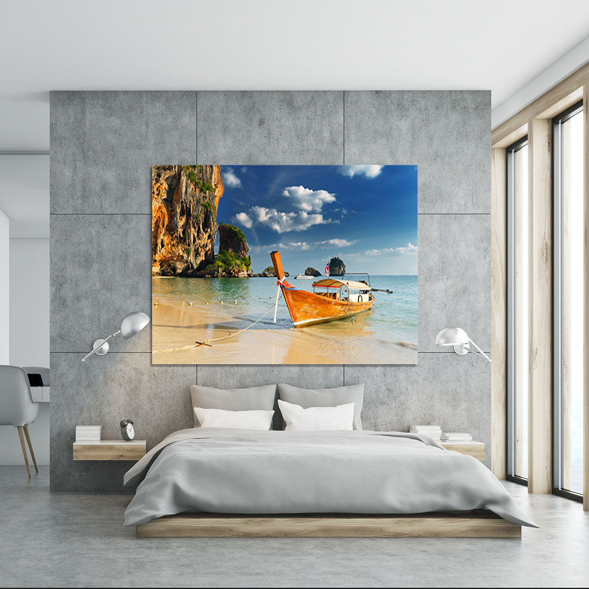boats on Railay Beach Krabi Canvas Print or Poster - Canvas Art Rocks - 5