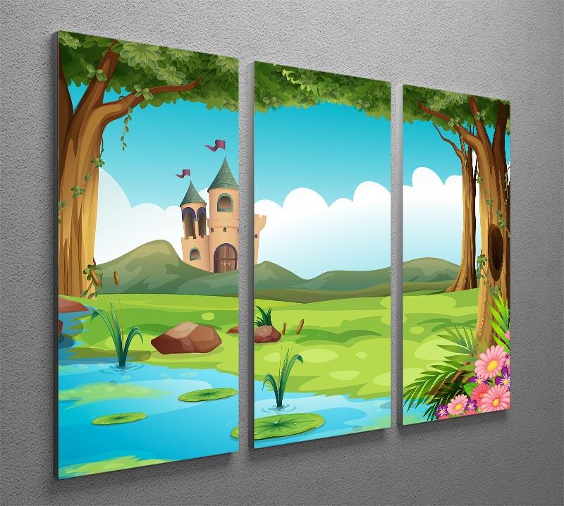 castle and a pond 3 Split Panel Canvas Print - Canvas Art Rocks - 2