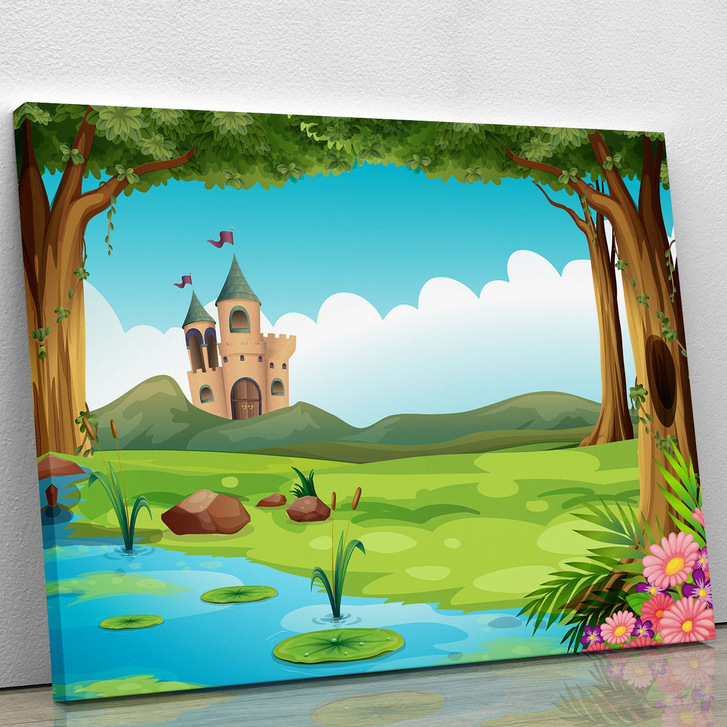 castle and a pond Canvas Print or Poster - Canvas Art Rocks - 1