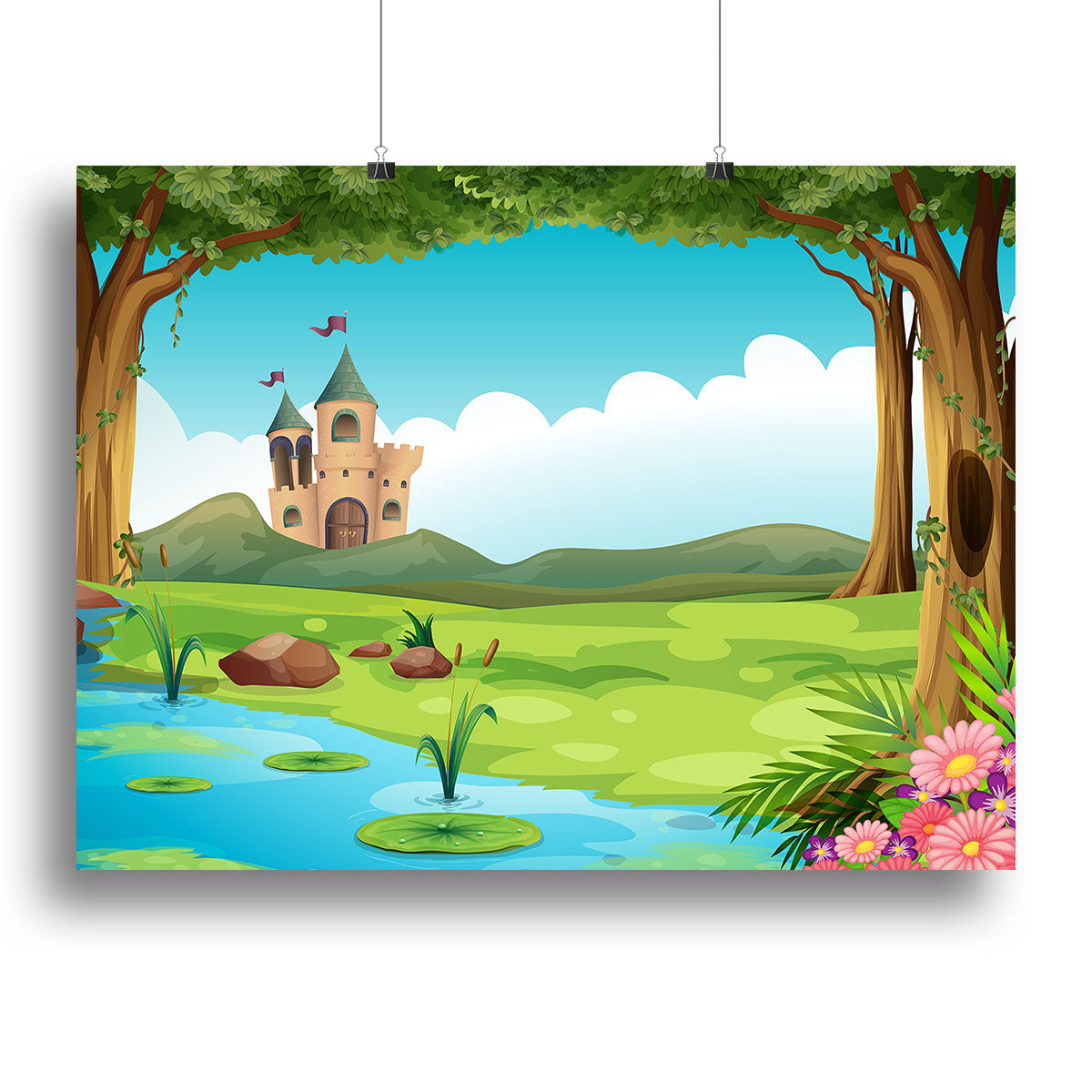castle and a pond Canvas Print or Poster - Canvas Art Rocks - 2