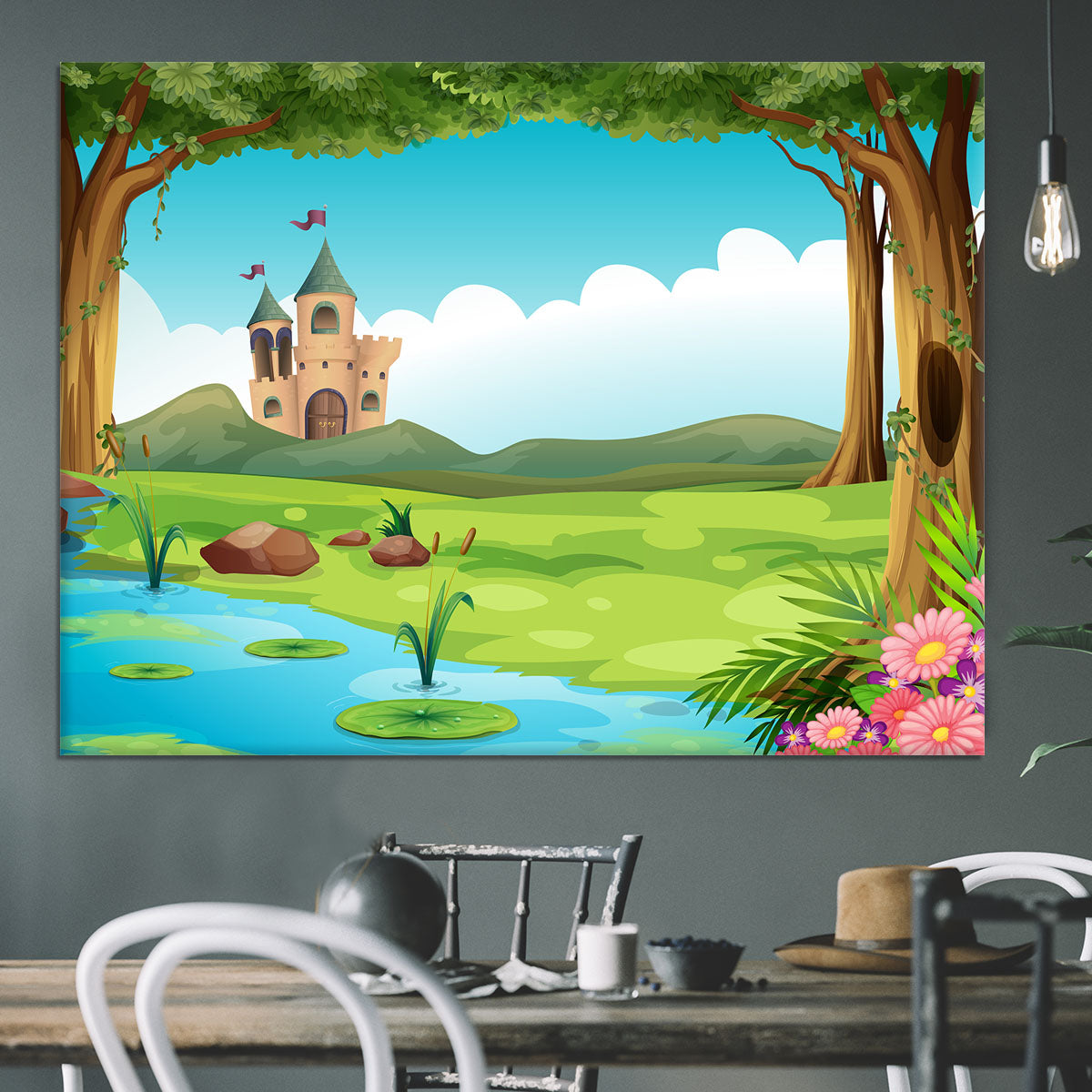 castle and a pond Canvas Print or Poster - Canvas Art Rocks - 3
