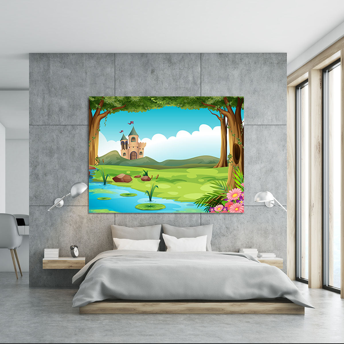 castle and a pond Canvas Print or Poster - Canvas Art Rocks - 5