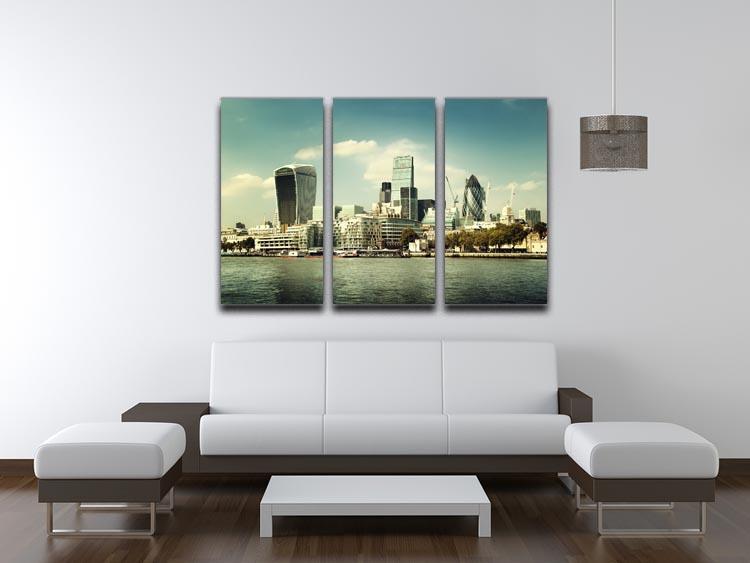 city skyline from the River Thames 3 Split Panel Canvas Print - Canvas Art Rocks - 3