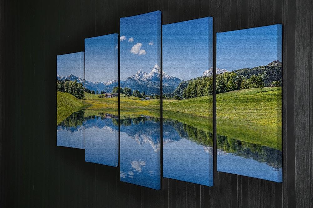clear mountain lake and fresh green 5 Split Panel Canvas  - Canvas Art Rocks - 2