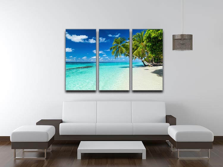 coco palms on paradise beach 3 Split Panel Canvas Print - Canvas Art Rocks - 3
