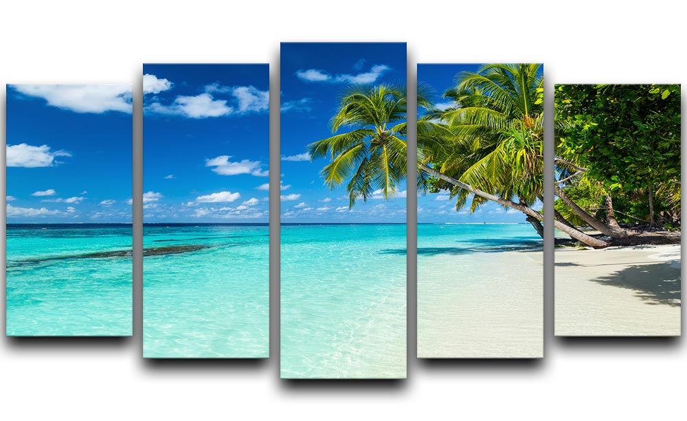 coco palms on paradise beach 5 Split Panel Canvas - Canvas Art Rocks - 1