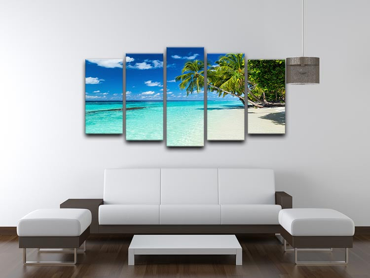 coco palms on paradise beach 5 Split Panel Canvas - Canvas Art Rocks - 3
