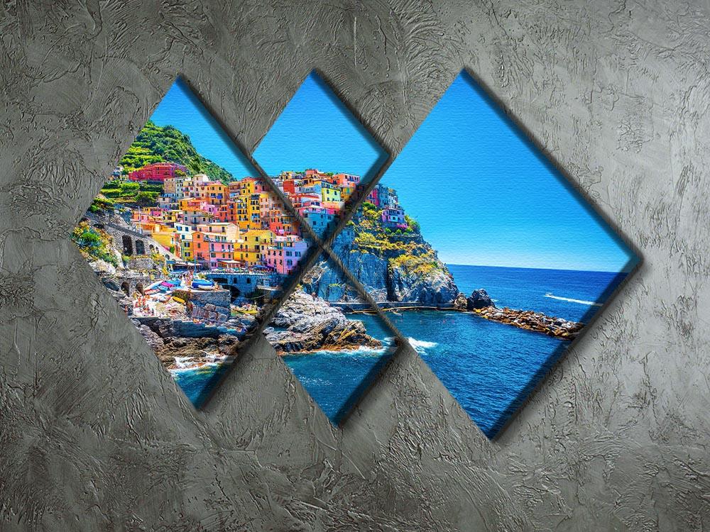 colorful cityscape on the mountains 4 Square Multi Panel Canvas  - Canvas Art Rocks - 2
