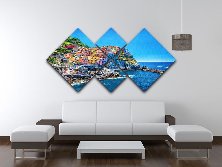 colorful cityscape on the mountains 4 Square Multi Panel Canvas  - Canvas Art Rocks - 3