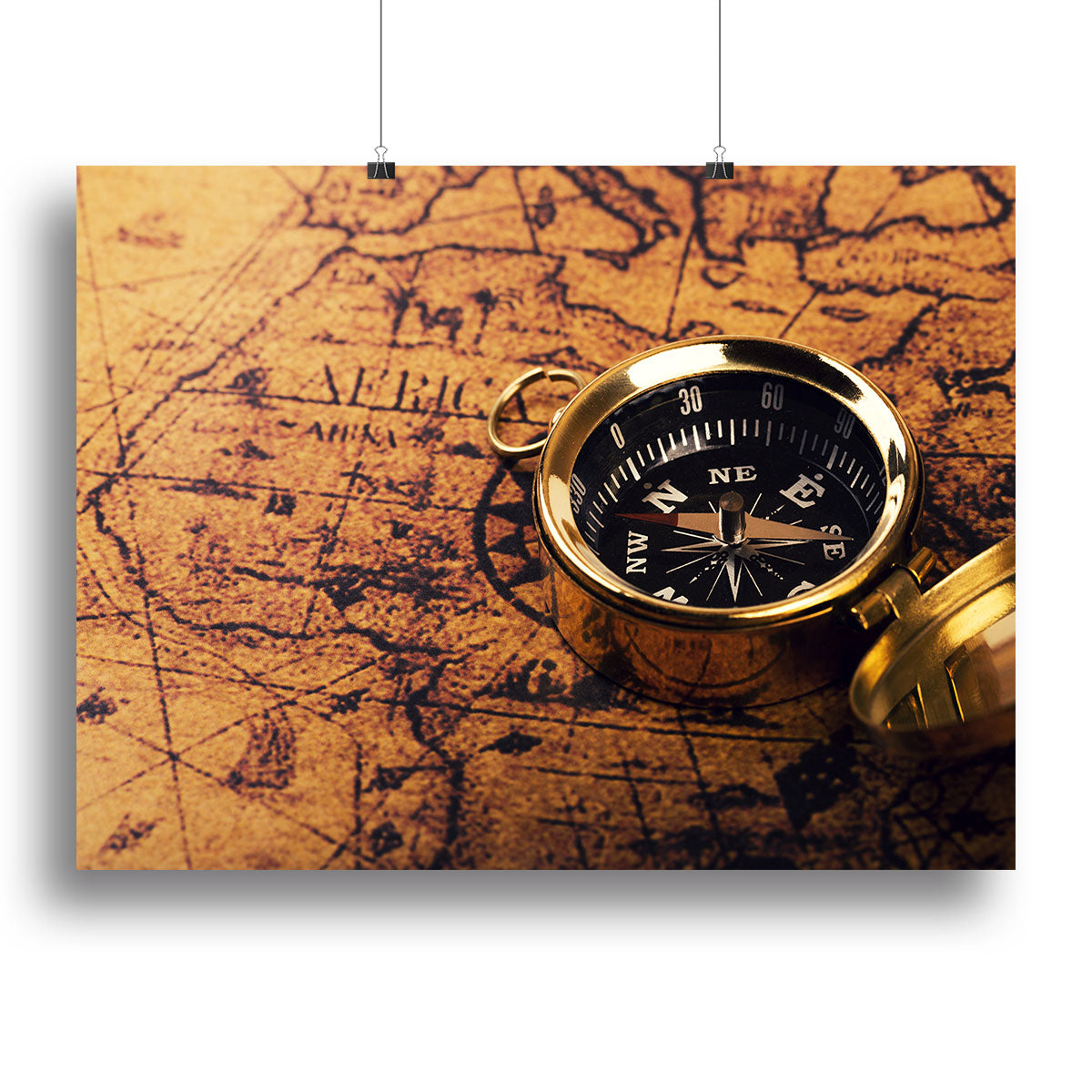 compass on vintage world map Canvas Print or Poster - Canvas Art Rocks - 2