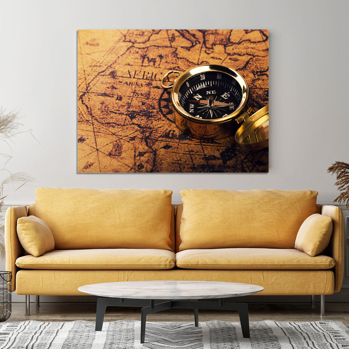 compass on vintage world map Canvas Print or Poster - Canvas Art Rocks - 4