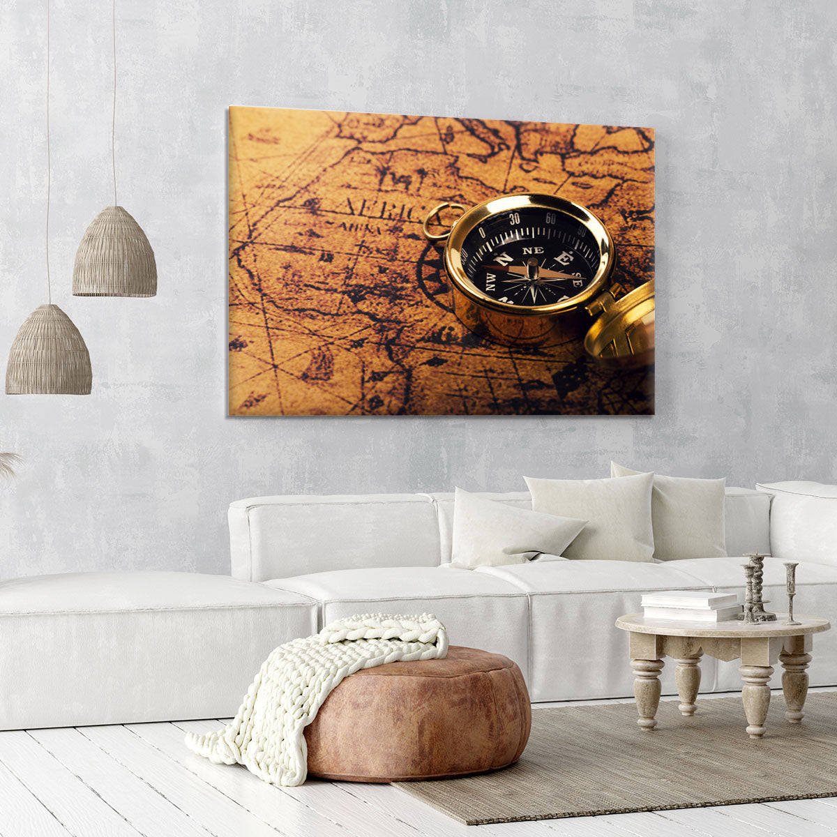 compass on vintage world map Canvas Print or Poster - Canvas Art Rocks - 6