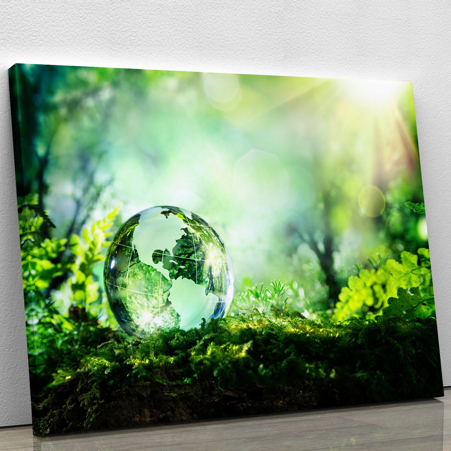 crystal globe on moss in a forest Canvas Print or Poster - Canvas Art Rocks - 1