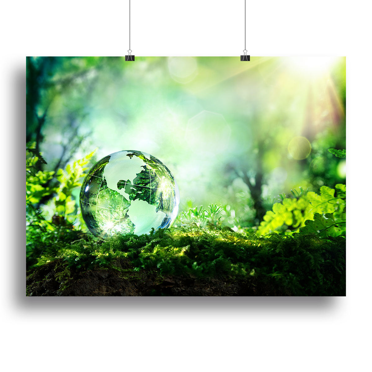 crystal globe on moss in a forest Canvas Print or Poster - Canvas Art Rocks - 2