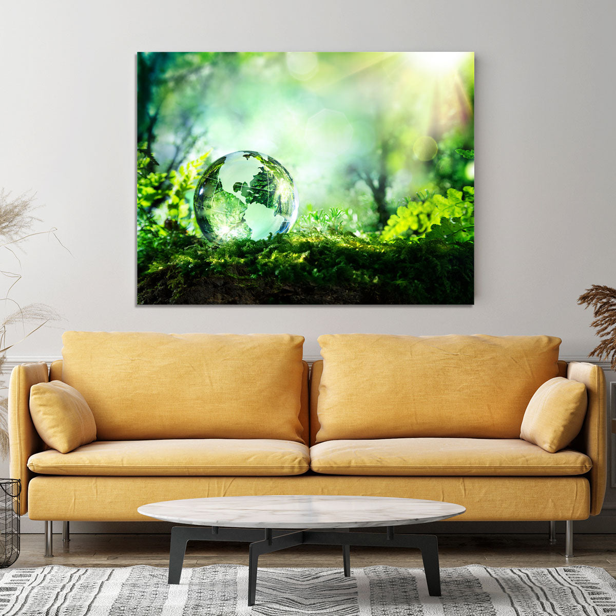 crystal globe on moss in a forest Canvas Print or Poster - Canvas Art Rocks - 4