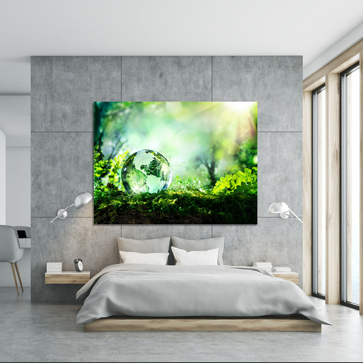 crystal globe on moss in a forest Canvas Print or Poster - Canvas Art Rocks - 5