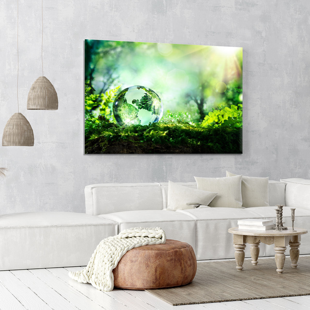 crystal globe on moss in a forest Canvas Print or Poster - Canvas Art Rocks - 6