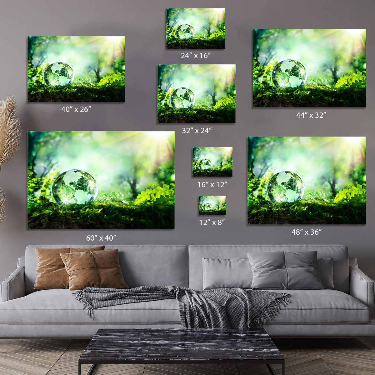 crystal globe on moss in a forest Canvas Print or Poster - Canvas Art Rocks - 7
